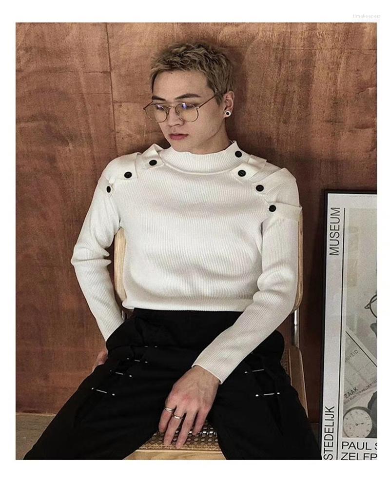 

Fashionable Men's Pullover Slim Round Neck Sweater Bottoming Top Striped Knit Sports Sweaters Time22, As shown asian size