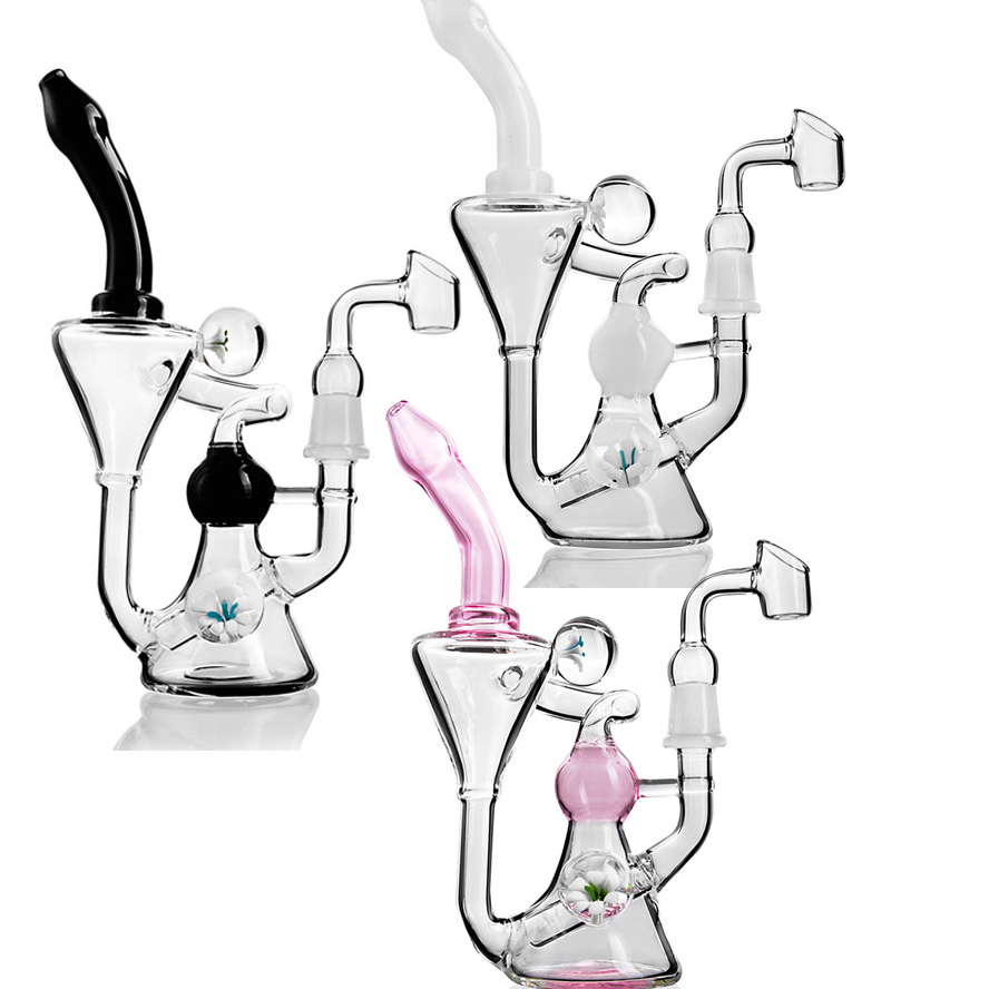 

mini beaker bongs hookahs glass smoking pipe oil dab rigs recycler