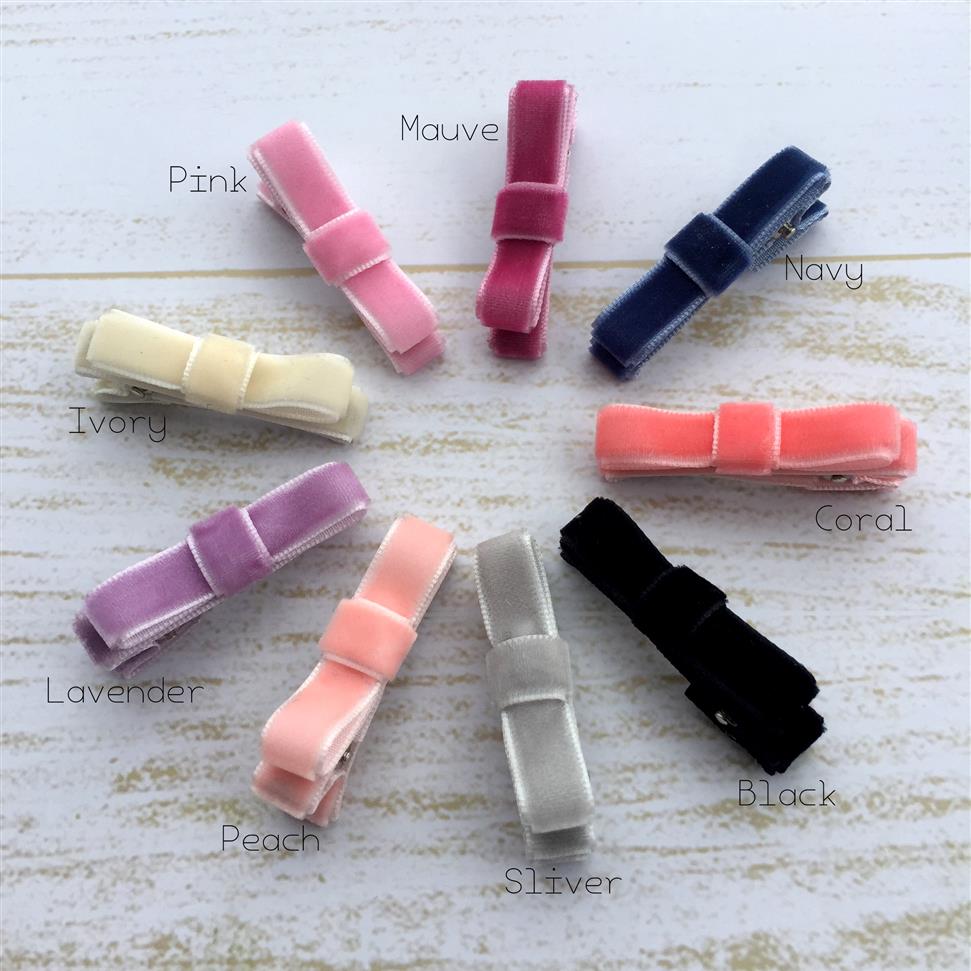 

Handmade Velvet Ribbon Bow Clips For Baby Girls Schoolgirl Hair Accessory 18pcs lot250G, Multi-color