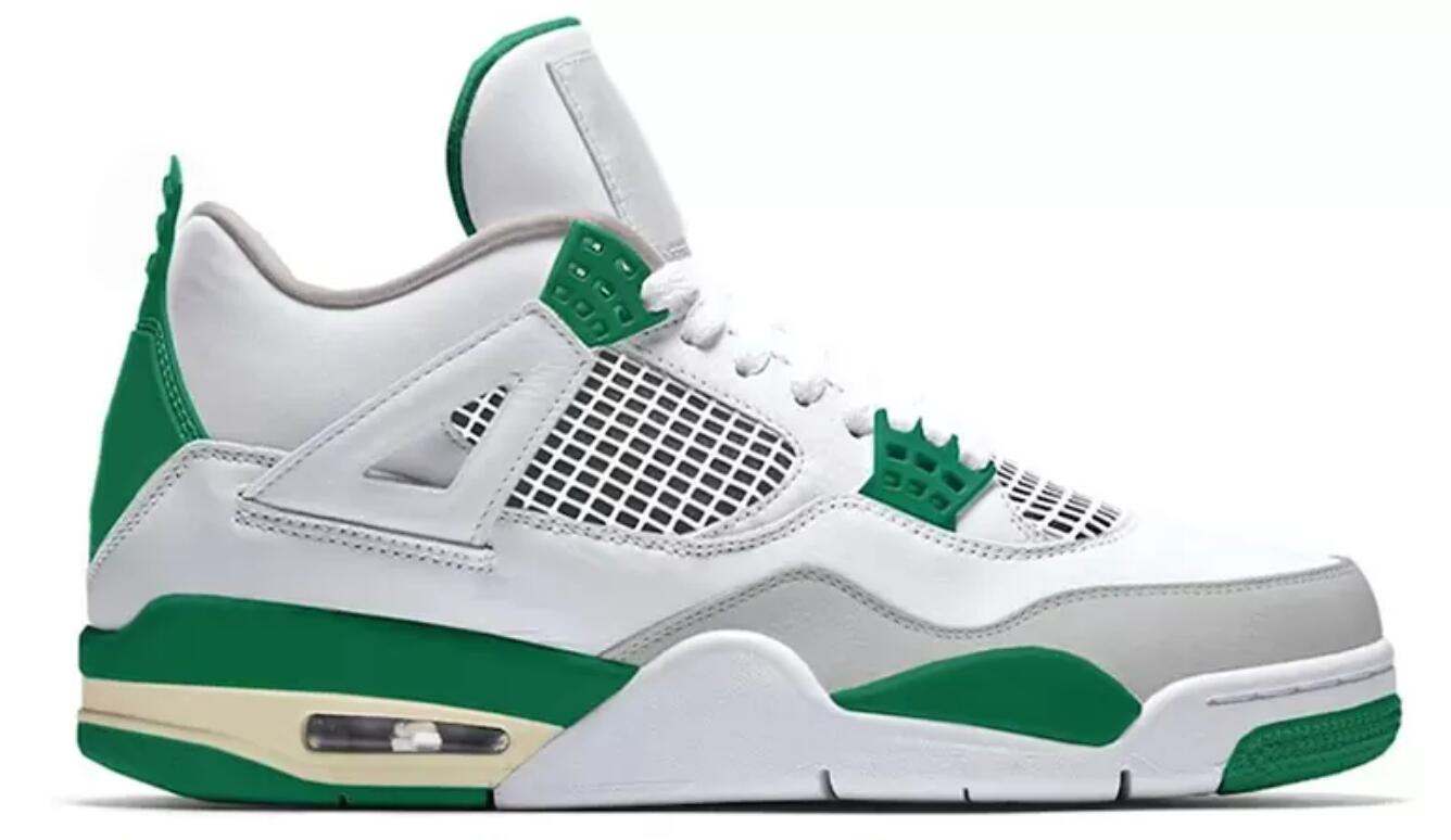 

High quality version Jumpman 4 Basketball Shoes Mens Womens Sneakers 4s green white Sports Shoe Size 5 6 7.5 8.5 9 9.5 10.5 11.5 12.5 13.5
