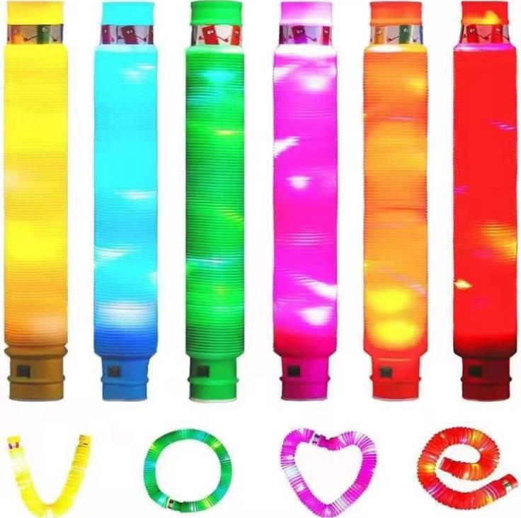 

Led Rave Toy Flash Light Up Pop Tubes Kids Adults Fidget Pipes Glow Sensory Learning Props Birthday Party DIY Decorations