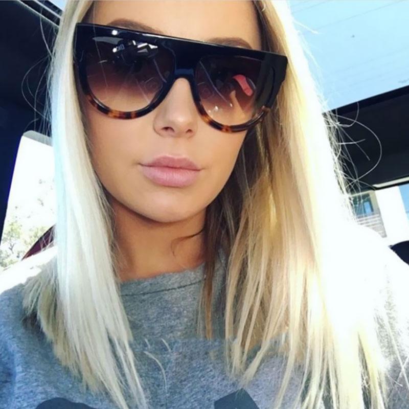 

Sunglasses Fashion Design Vintage Flat Top Oval Women Men Rivet Shades Gradient Sun Glasses For Female Gafas UV400