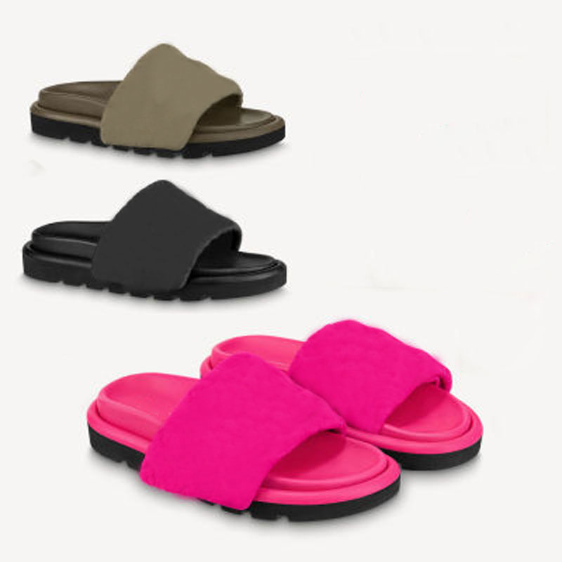 

Designer men and women's shoes slippers Pool Pillow Comfort Mules--AAAAA, Chocolate