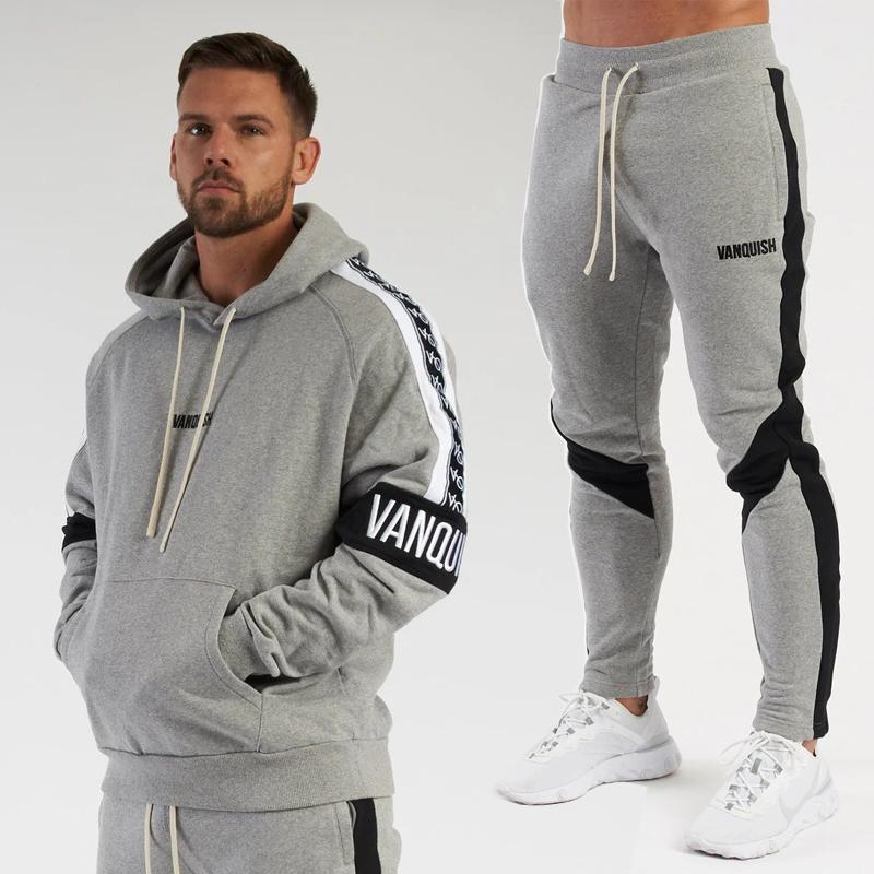 

Men's Tracksuits Jogger Men Outdoor Sports Fitness Running Loose Cotton Suit Fashion Stitching Hoodie Street Clothes Tide Sportswear Gymclot, Black pants