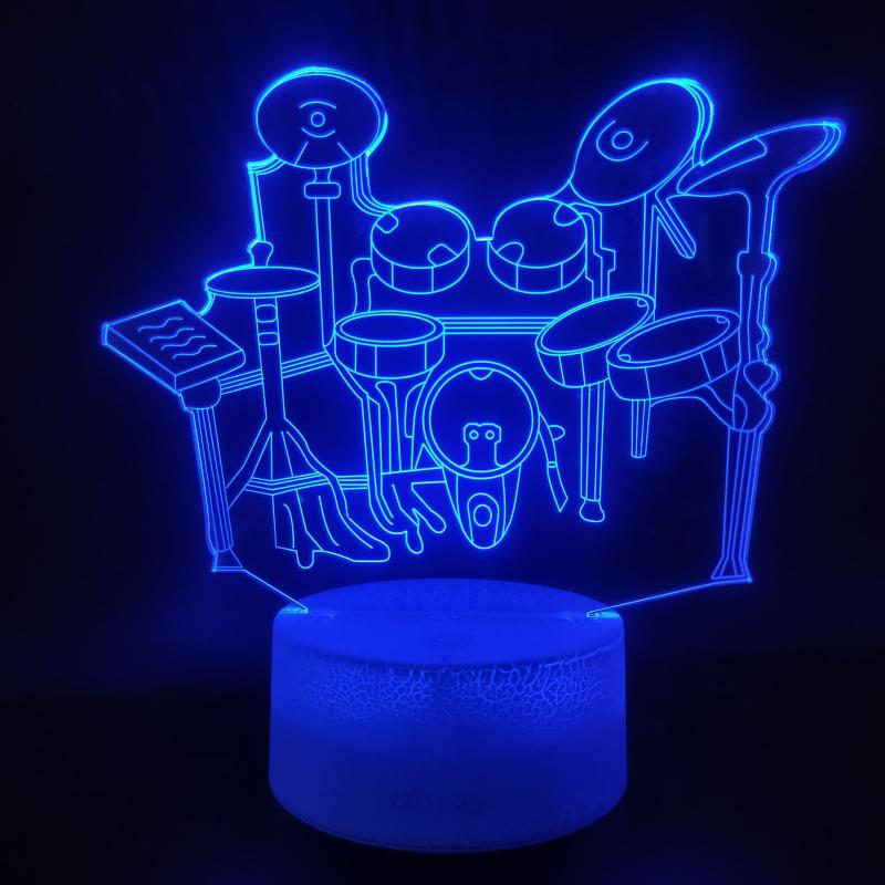 

Night Lights Drum Kit 3D Illusion Lamp Christmas Gift Light Beside Table 16 Colors Auto Changing Desk Decoration Lamps Birthday
