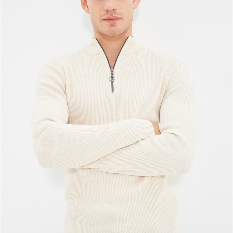 Mens Slim Fit half turtleneck zippered pullover TMNAW20KZ1034 220817