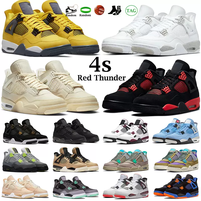 

2023 Basketball Shoes Men Women 4s Jumpman 4 Red Thunder Black Cat White Oreo Desert Moss What the Taupe Haze Shimmer Royalty Mens Trainers Sports Sneakers
