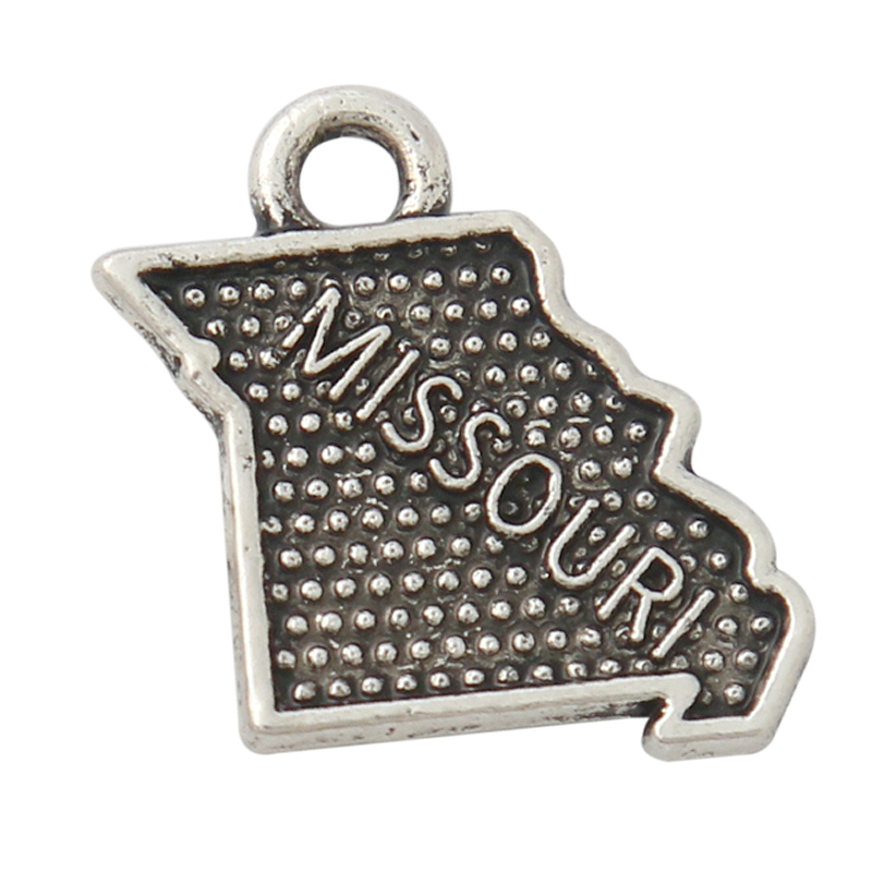 

Antique Silver Plating State Map Charms Missouri Shape Alloy Charms 50pcs AAC809