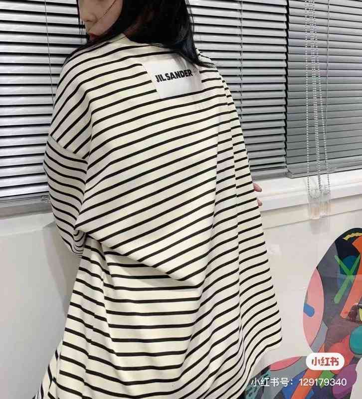 Designer Men's Women's T-Shirts the Correct Version of Jil Sander Should Adopt the Same Oversize Basic Stripe Men's and Women's