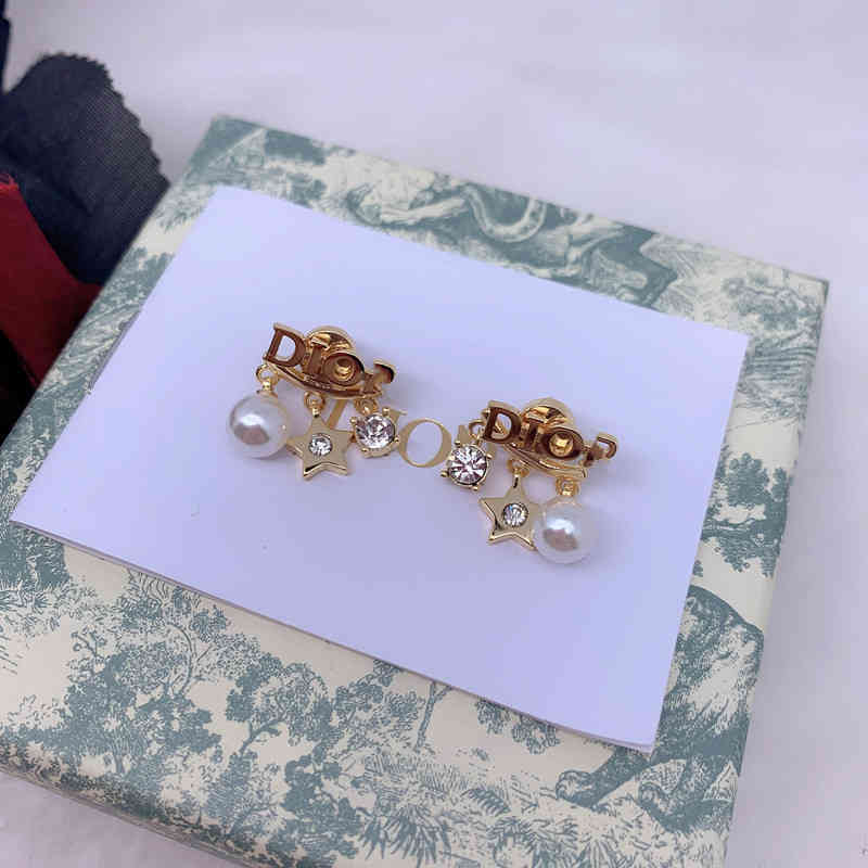 D home new Pearl Earrings women's red same style temperament 925 sier needle Earrings2022 Brand Trend Fashion Design Versatile Ladies Neckla