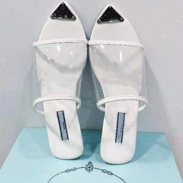 

Women Designer Slippers Transparent PVC Sandals Womens letter Printed Luxury Summer slipper Slides lady Flip Flops Flat Beach Shoe size 35-40, White