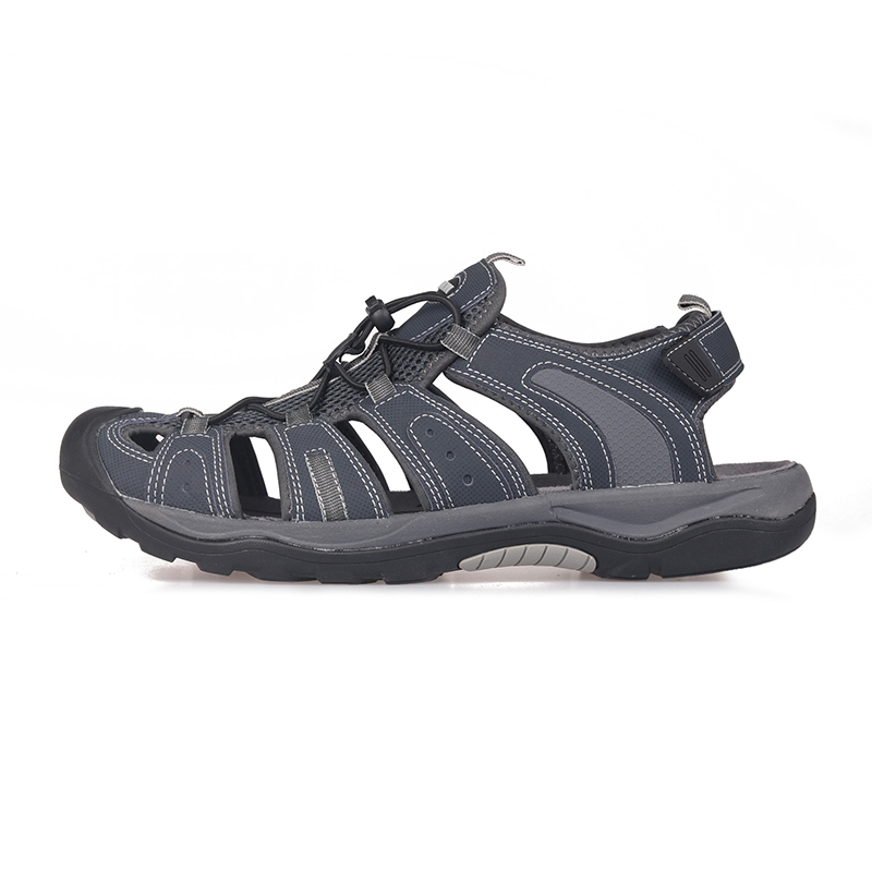 

Men Sandals Nubuck Leather Summer Gladiator Outdoor Comfort Breathable Native Beach Shoes Rubber Clog Male Big Size 46, Navy blue
