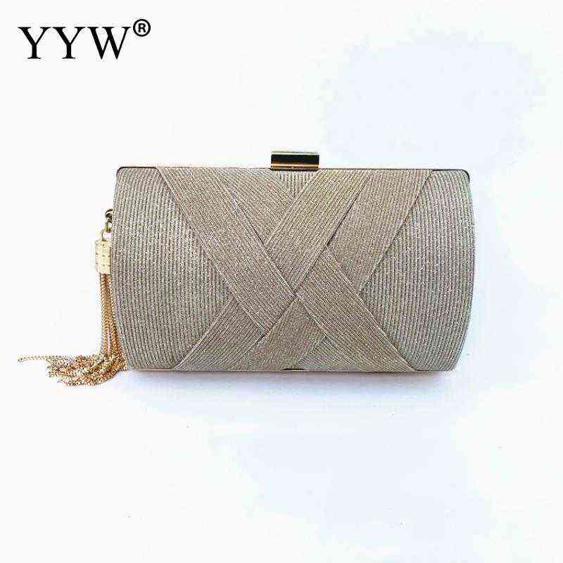 

YYW Tassels Clutch Bag Womens Fashion Chain Shoulder Bags Evening Party Clutches And Purse Luxury Sling Bags Handbags Sac A Main T220727, Bronze