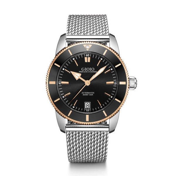 

Mens Automatic Mechanical Superocean Watch Black Blue Rubber Stainless steel casing