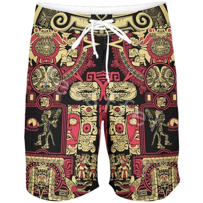 

Men' Shorts Amazing Aztec Warrior Men' Summer Casual Harajuku 3D All Over Printed Loose Beach Comfortable Style-A35Men' Men'sMen