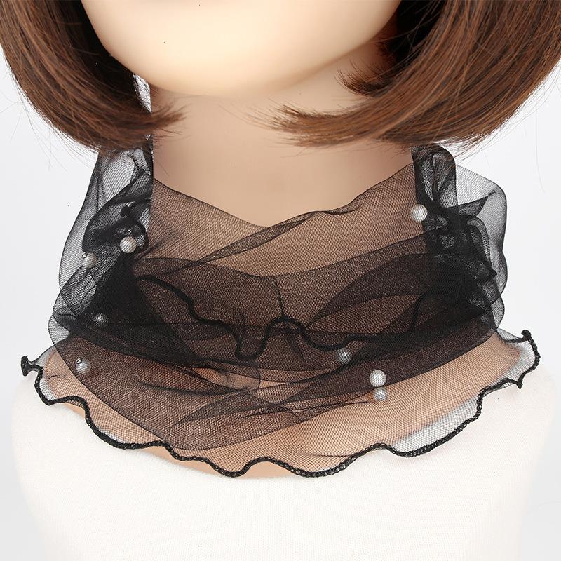 

1pc Transparent Collar Scarf With Fake Pearl Mesh Necklace For Elegant Women Girl Circle Autumn Clothing Accessories