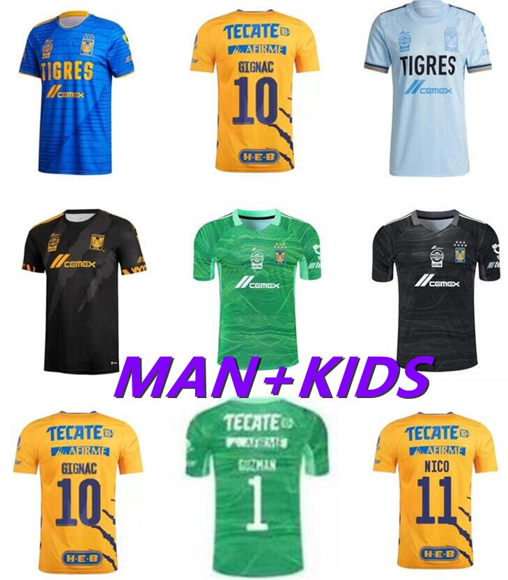 

2021 2022 Mundial de Clubes UANL Tigres GIGNAC Soccer Jerseys men kids kits 21 22 DAMIAN Home away Tercer Pizarro Mexico Football Shirts