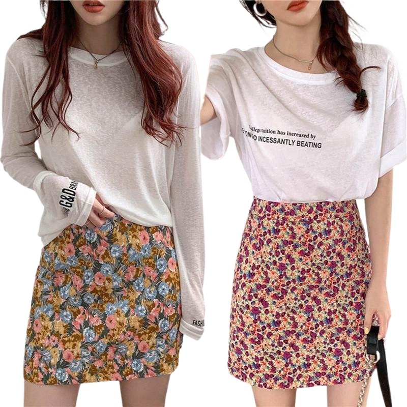 skirts Women Fashion High Waist Floral Skirt Summer Ladies Stylish Pencil Asual Bohemian For Shopping Daily Wear Y3WQ#-image-790129886