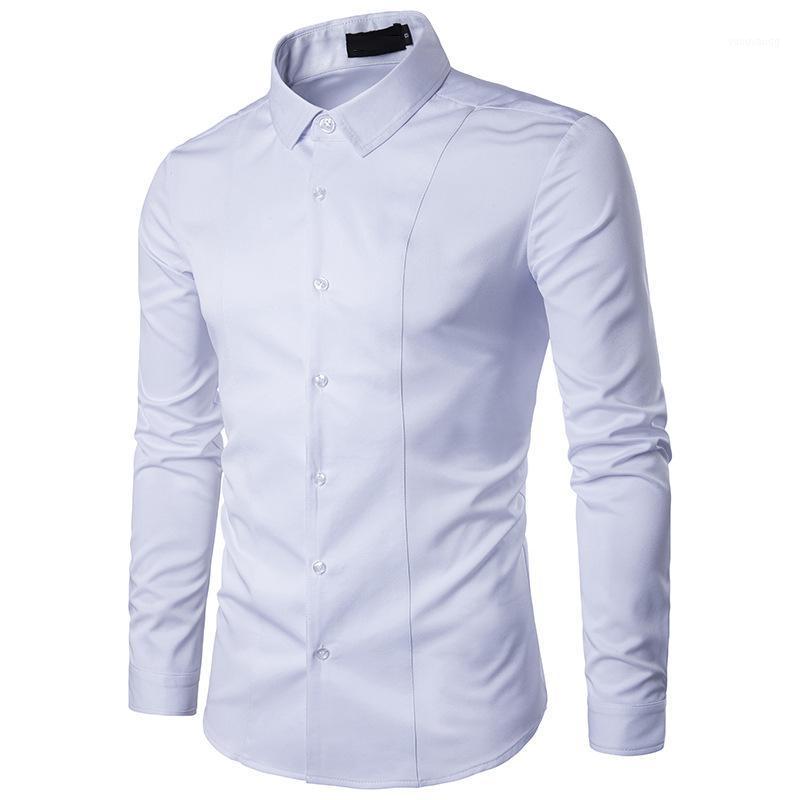

Men' Casual Shirts 2022 Solid Color For Men Fashion Personality Slim Long-sleeved Shirt Top Blouse, Black