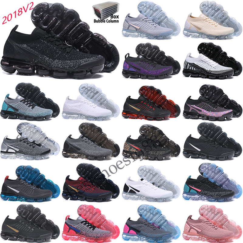 

2018 Chaussures Moc 2 Laceless 2.0 Running Shoes Triple Black Designer Mens Women Vopores Sneakers Fly White knit cushion Trainers Zapatos, Color 17