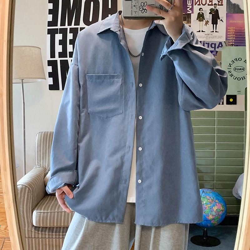 

Men's Casual Shirts NoEstaMal Men Japanese Solid 7 Colors Cardigan Shirt Streetwear Oversized Male Long Sleeve Vintage ClothingMen's, Black