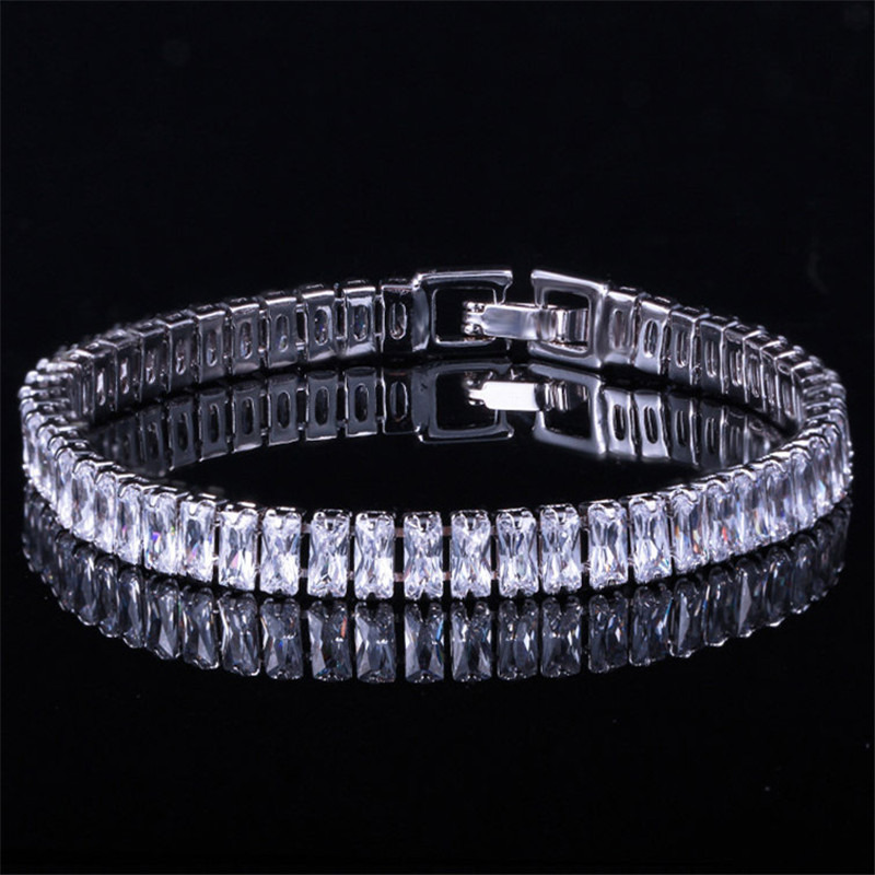

Top Quality Womens Tennis bracelet WhitE AAA Cubic Zirconia Square Bracelets Luxury Fashion Copper 18k Gold Silver Bracelet designer jewelry For Women Friend Gift