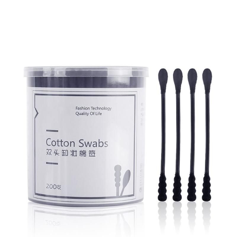 

Sponges, Applicators & Cotton 200pcs Disposable Swab Dual Head Ear Cleaning Makeup Tool Black Micro Brush For Eyebrow Lipstick Bud Beauty