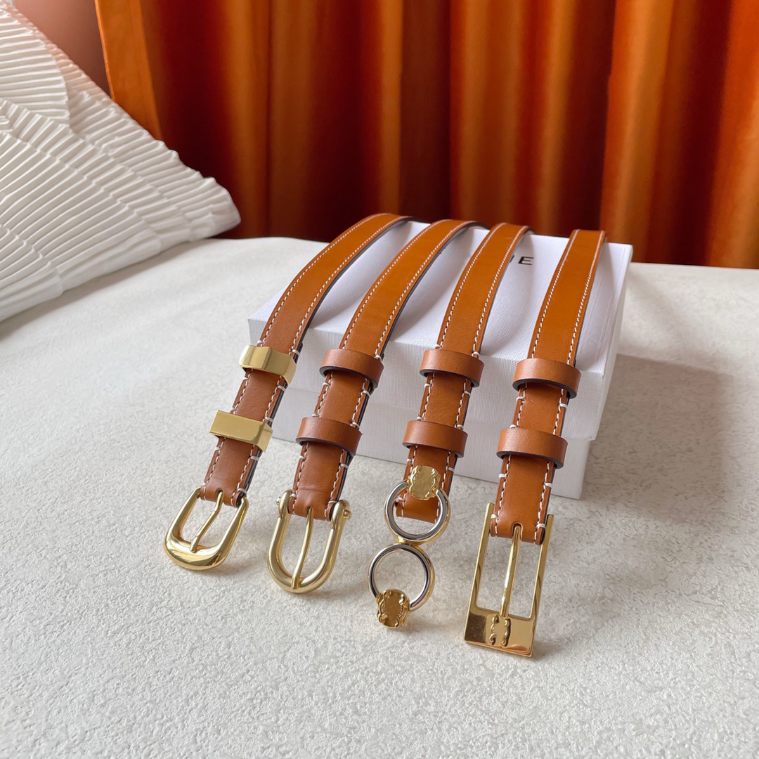 

1.8cm Slim belts for women designer ceinture tan top leather belt, Customize