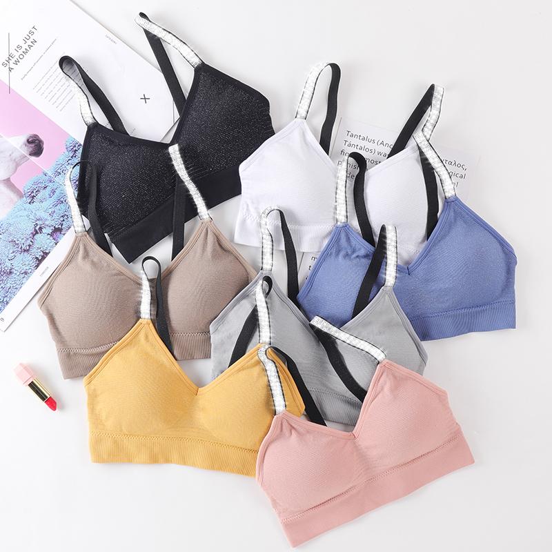 

Bras Seamless For Women Solid Push Up Bra Cotton Bralette Brassiere Comfortable Wireless Underwear V Padded Female Sexy Lingerie, Coffee active bra