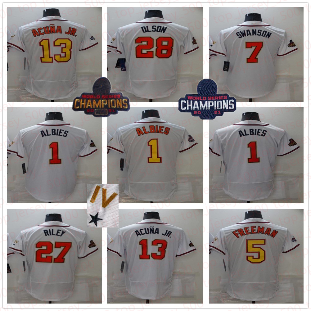 

2022 Men Women Youth WS Gold Program 13 Ronald Acuna Jr. Jersey Matt Olson Dansby Swanson Deion Sanders Austin Riley Brave Ozzie Albies Jones Baseball Jerseys, As shown in illustration