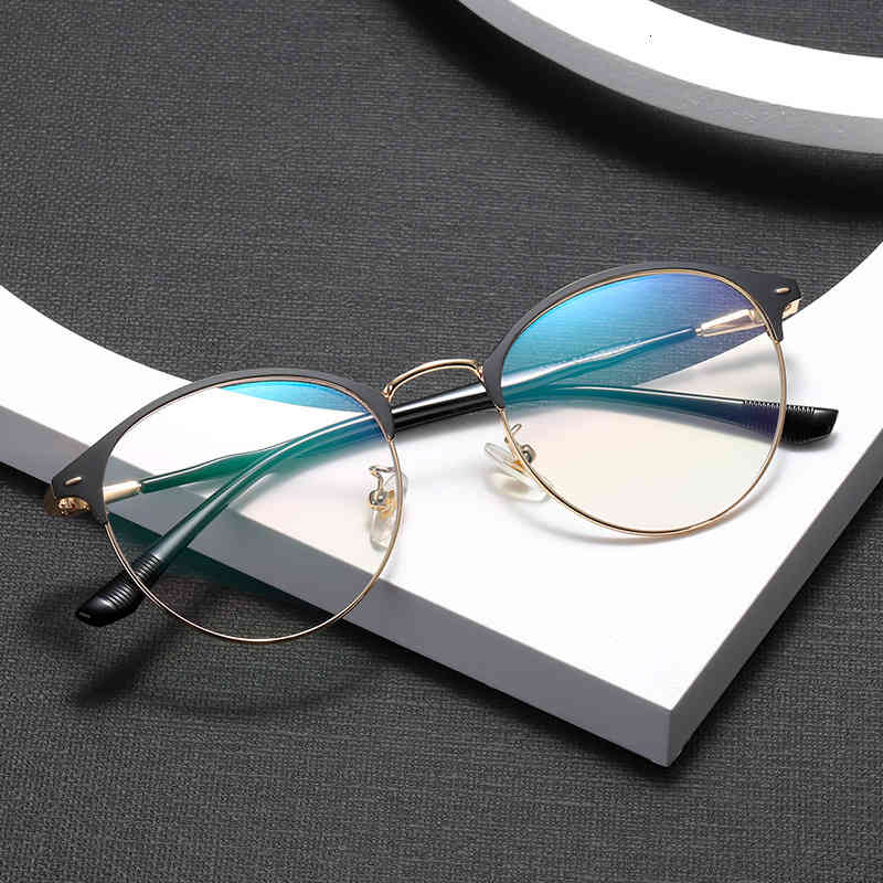 

Sunglasses fashion eyebrow half frame flat lens metal round with myopia personalized rice nail glasses XCK2