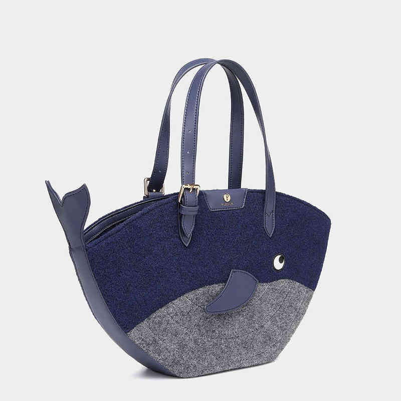 

Pledun Personalized Whale Chartered Sewing Women's Bag Designer Minority Felt Women's Handbag Tote Bag 220613, Blue