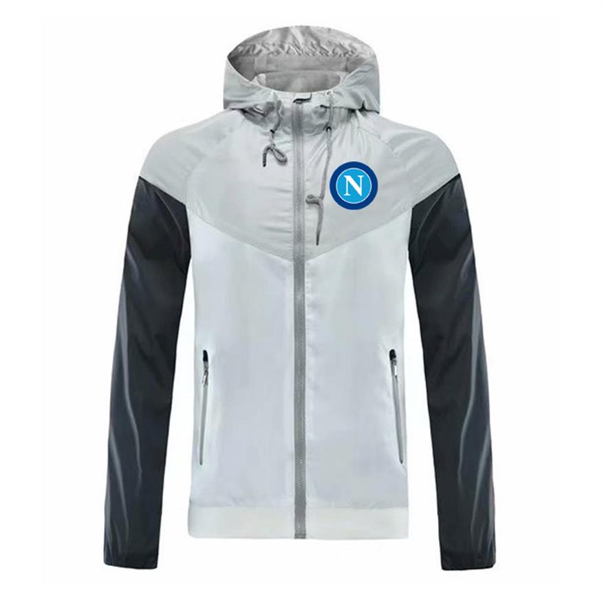 

SSC Napoli Men's Football Training Jacket Hooded Wind Resistant Jacket Fashion Trend Windbreaker Zipper Football Autumn Jacke332s