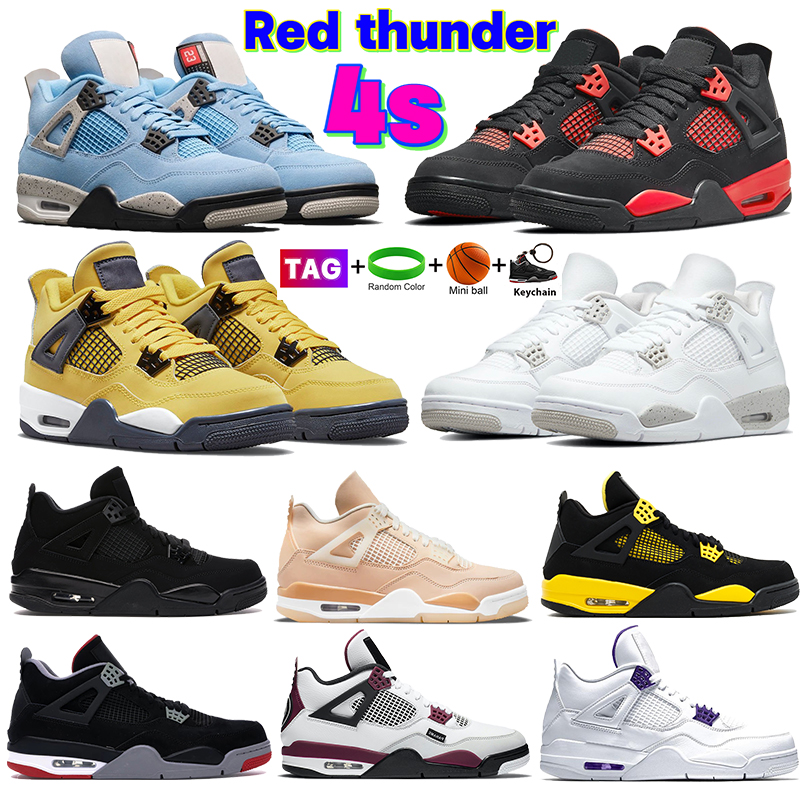 

2022 Fashion red thunder 4 4s basketball shoes university blue white oreo Black Cat pure money trainers Tour Yellow thunder metallic green purple men women sneakers, #40- motorsports alternate