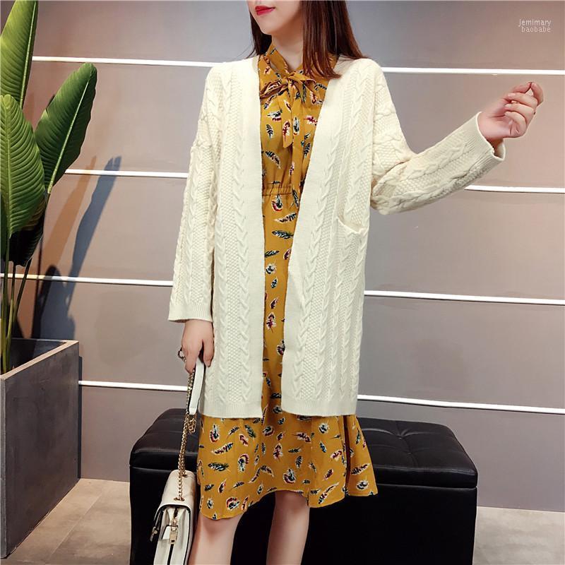 

Women's Sweaters Japanese College Wind 2022 V Collar Twist Pure Cardigan Sweater Loose All-match Long Girl Jemi22, See chart