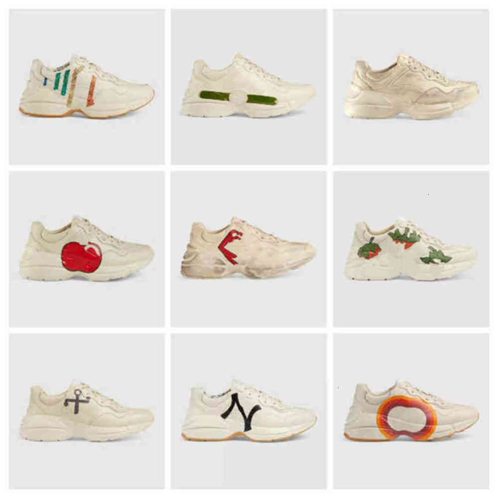 

Luxury Rhyton Sneakers Designer Women Clunky Shoes Men Leather Lips Classic White Thick Bottom Sole Fashion Casual Shoes Top New Hot LJGA, Color 10 ny pattern