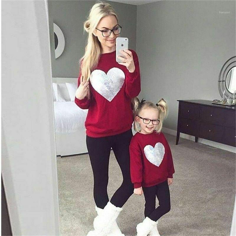 

Family Matching Clothes Autumn Christmas Mother Daughter Sweatshirt Cotton Mommy Women's Hoodies & Sweatshirts, Sky blue