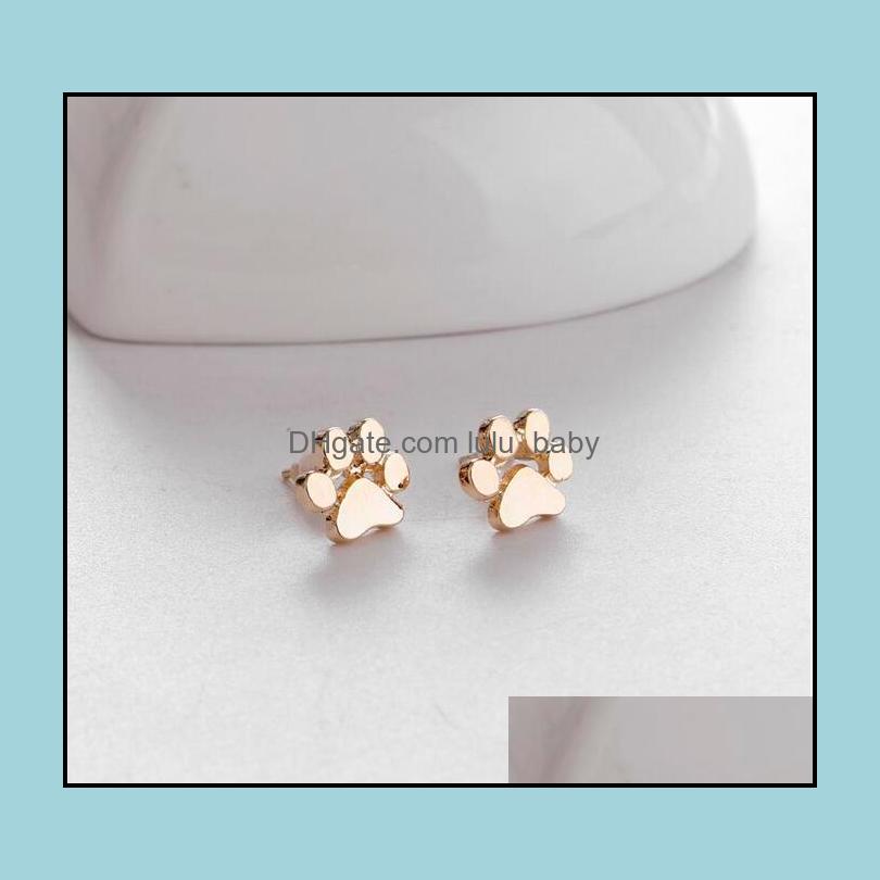 

Stud Earrings Jewelry New Pet Cat Dog Lover Paw Print Puppy Memorial Minimalist Earring Cute Animal Footprint Gold Sier Plated Drop Delivery
