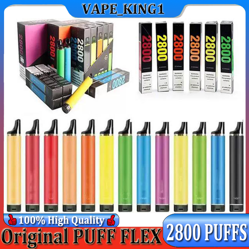 

100% Original PUFF FLEX 2800 Puffs E Cigarette Disposable Vape Pen Device Device 0% 2% 5% 1500mAh Battery 10ml Prefilled Cartridge Authentic Delivery Duty Paid
