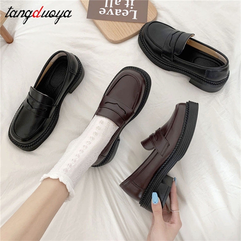 

Sepatu Loafer Wanita Alas Kaki Ujung Bundar Oxford Musim Gugur Modis Kets Kasual Lembut Platform 220614, Black