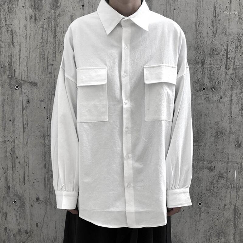 

Summer Men' Fashion Personalized Customization Large Size Loose And Versatile Cotton Shirt With Big Pockets/-6XL Casual Shirts, Black