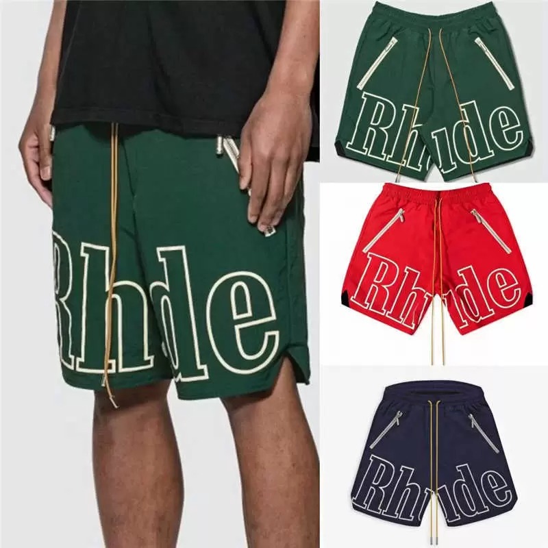 

Rhude Shorts Men Women High Quality Big Letter Rhudes Shorts Oversize Breechcloth Yellow drawstring Pill Zipper Head, Extra shipping cost