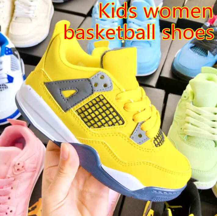 

22 23 Kids women basketball shoes 4 4s boys girls Thunder Sail Black Cat White Oreo Pure Money Dark Marina Blue Mocha University Obsidian Travis Scotts mens sneakers, Colour 6