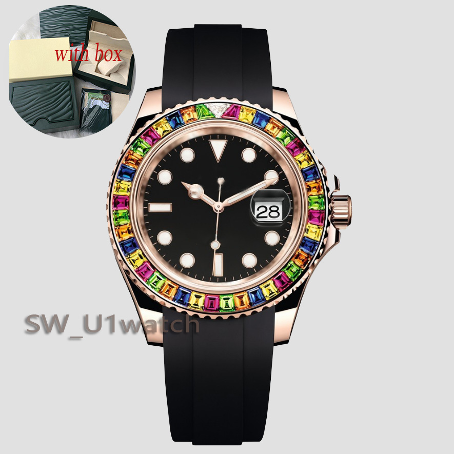 

Men's Ladies Diamond Gem Classic Automatic Mechanical Watch 41MM Stainless Steel Rubber Strap High Quality Watch, Colour11