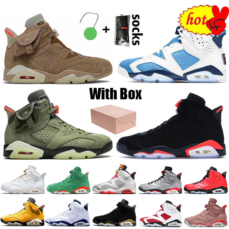 

2022 boots Travis British Khaki 6s Basketball Shoes UNC 6 Gold Hoops Carmine Infrared, Customize