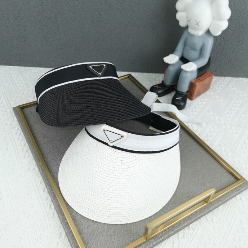 

Sun Visor Women Mens Designer Straw Hat Summer New Top Empty Hats Womens Visors Casual Beach Bucket Hat Caps Outdoor Casquette D226081F, Black