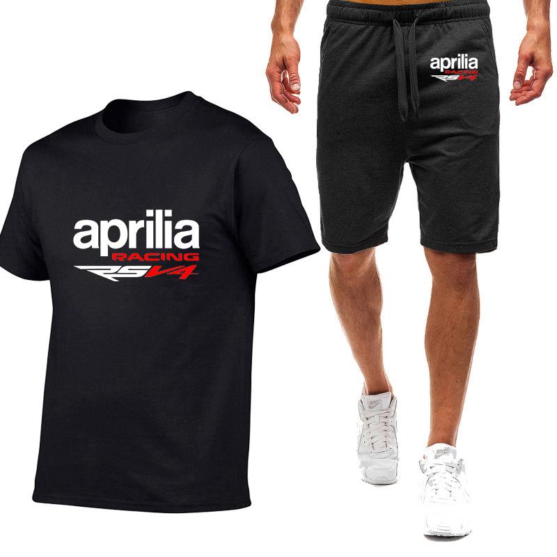 

Men' Tracksuits Aprilia Racing RSV4 2022 Shirts Short-sleeved Shorts Suit Cotton Top Casual Sports Solid Color T-shirt, Beige