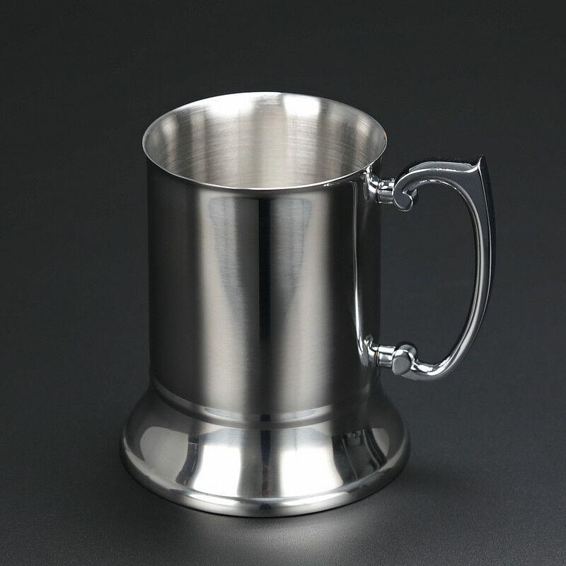 

16oz Ounce Double Wall 18/8 Stainless Steel Tankard Beer Mug High Quality Mirror Finish Fy5036, Silver