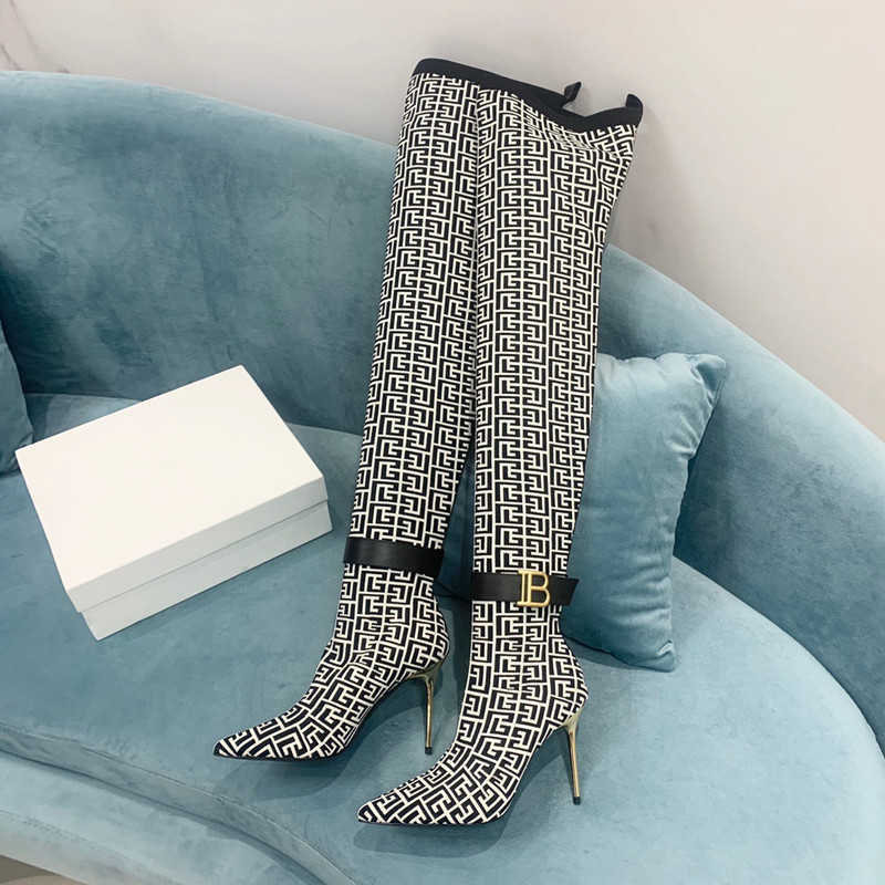 

Womens High Stiletto Heel Ankle Stretchy Boot New Luxury Designer Sexy Pointed Toe Sock Style Overknee Winter Fashion Long Boots, Blk long