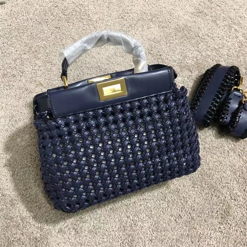 

Purse In 2022, new bag heavy industry woven portable shoulder bag has a large number of shifts, Navy blue